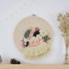Tableau textile décoratif "Kaki et Rose"